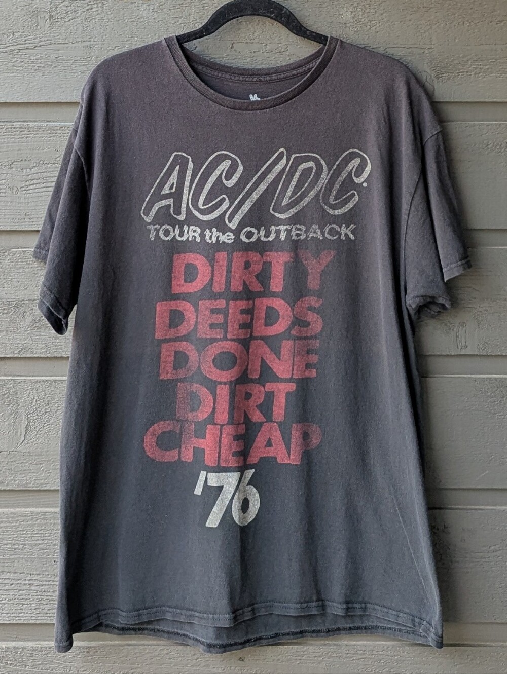 Junk Food Clothing AC/DC Tour the Outback 1976 Graphic Tee Faded Black Large